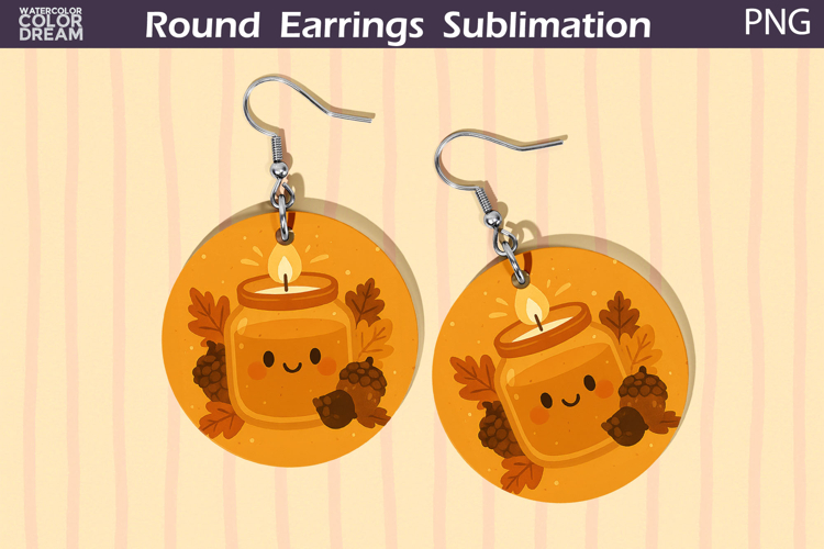 Fall Round Earrings | Candle Autumn Leaves Earrings
