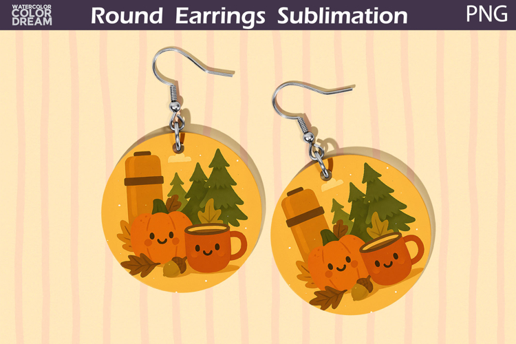 Fall Round Earrings | Tea Autumn Leaves Earrings