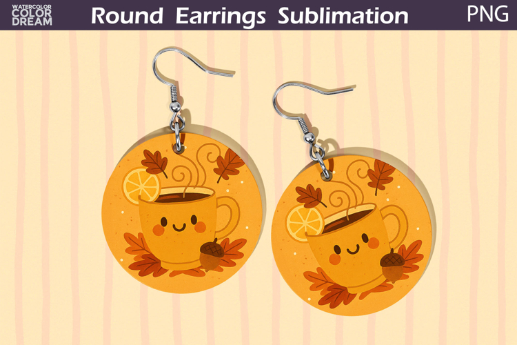 Fall Round Earrings | Tea Autumn Leaves Earrings