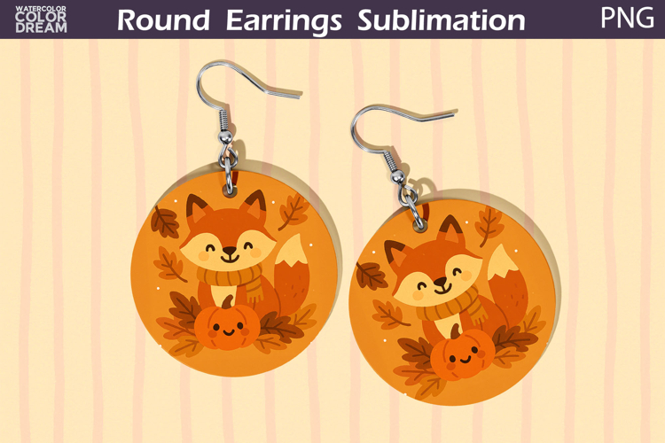 Fall Round Earrings | Fox Autumn Leaves Earrings