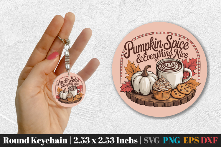 Fall Round Keychain SVG PNG