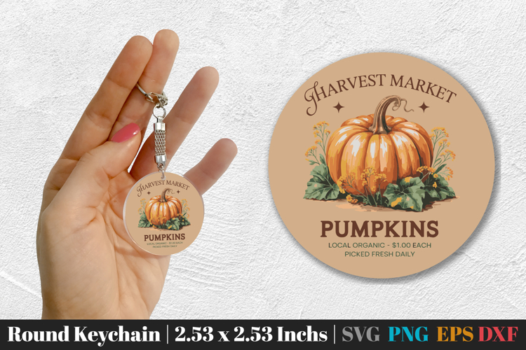 Fall Round Keychain SVG PNG