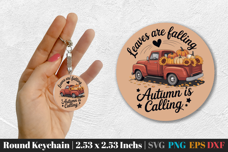 Fall Round Keychain SVG PNG