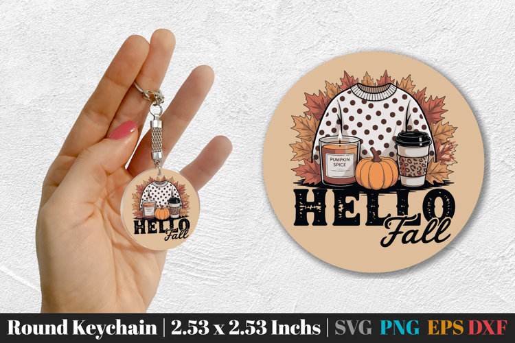Fall Round Keychain SVG PNG