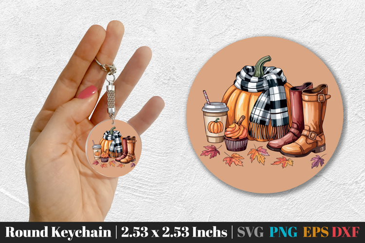 Fall Round Keychain SVG PNG
