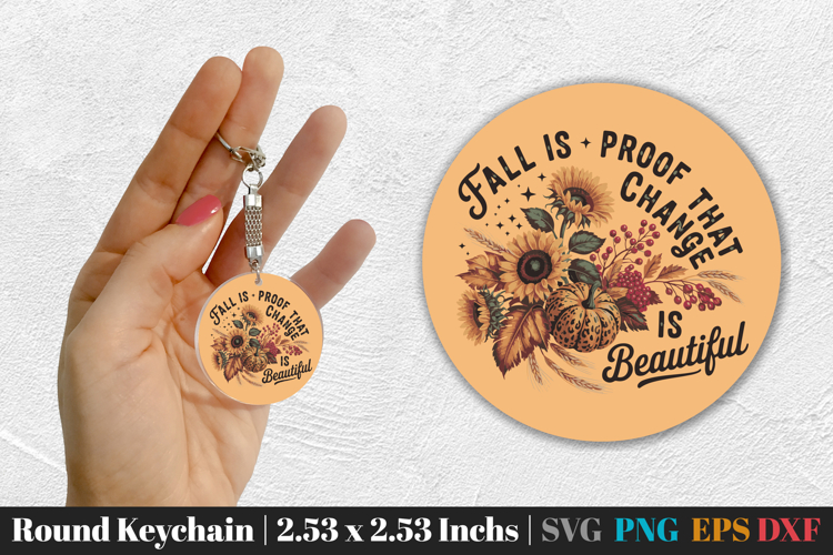 Fall Round Keychain SVG PNG