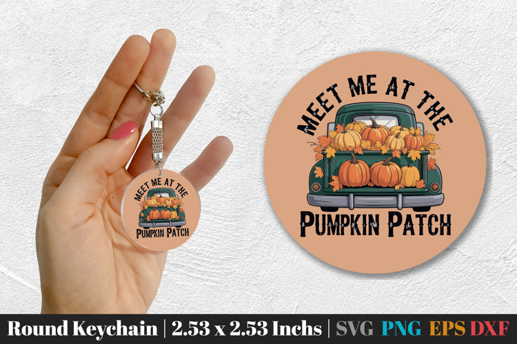 Fall Round Keychain SVG PNG