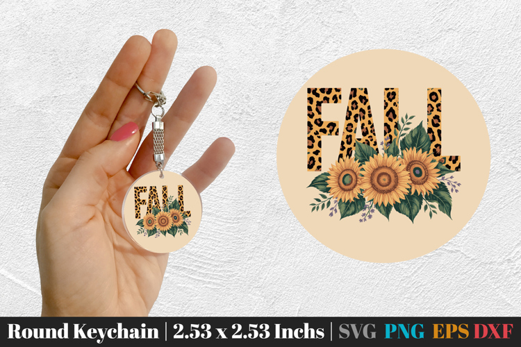 Fall Round Keychain SVG PNG