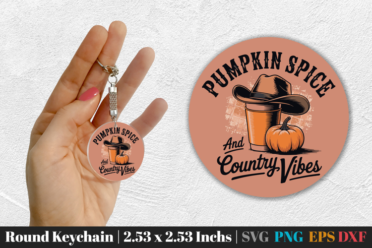 Fall Round Keychain SVG PNG