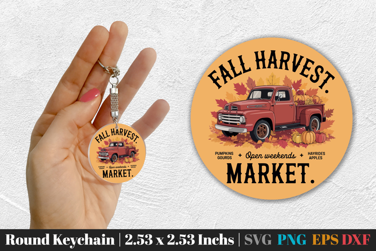 Fall Round Keychain SVG PNG