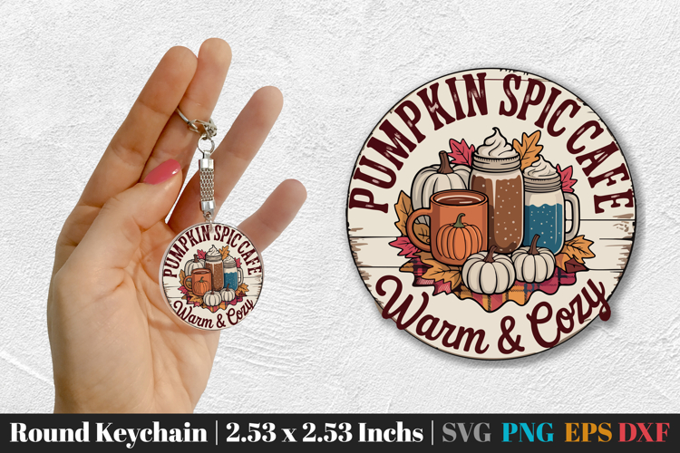 Fall Round Keychain SVG PNG