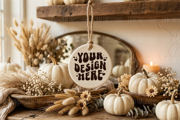 Fall Round Sign Mockup JPG, Round Sign Mockup, Autumn Sign