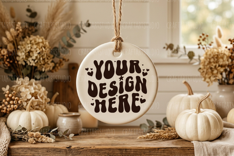 Fall Round Sign Mockup - Autumn Sign Mockup
