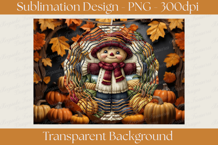 Cozy Harvest Scarecrow Wind Spinner, Sublimation Png
