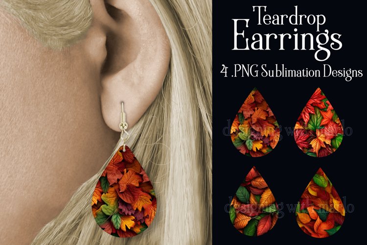 Autumn Earrings, Teardrop Earrings, Fall Leaves Earrings, s2 example image 1