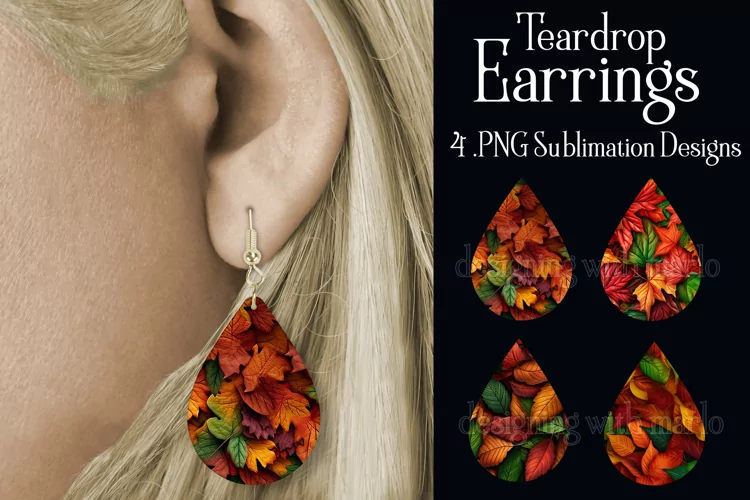 Autumn Earrings, Teardrop Earrings, Fall Leaves Earrings, s2