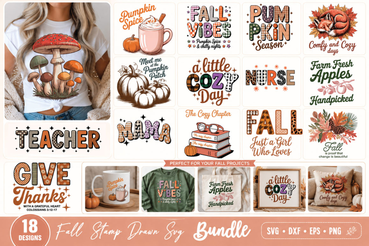Fall Stamp Hand-drawn SVG Bundle