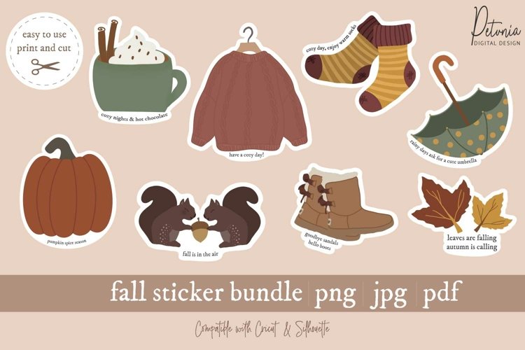 Fall Stickers Bundle | 8 x Autumn Printable Stickers example image 1