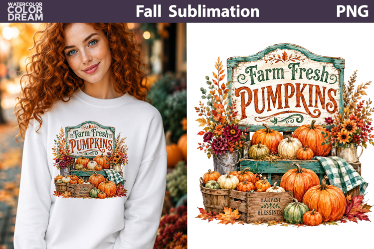 Farm Fresh Pumpkins | Fall Farmhouse Sublimation PNG
