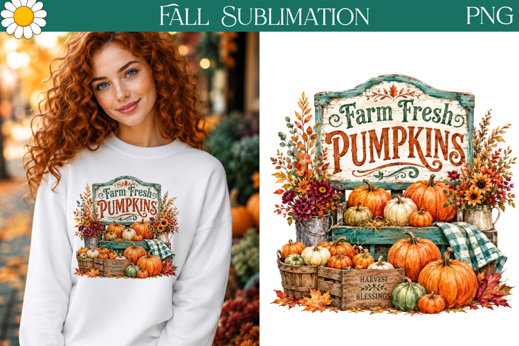 Farm Fresh Pumpkins Sign | Fall Sublimation Design