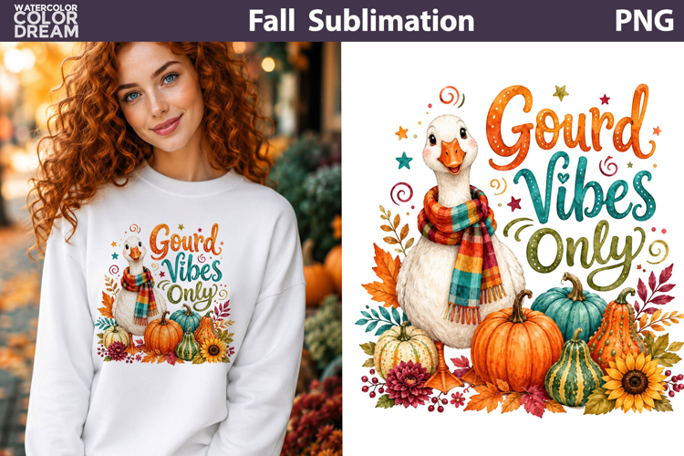 Gourd Vibes Only Goose | Fall Sublimation PNG