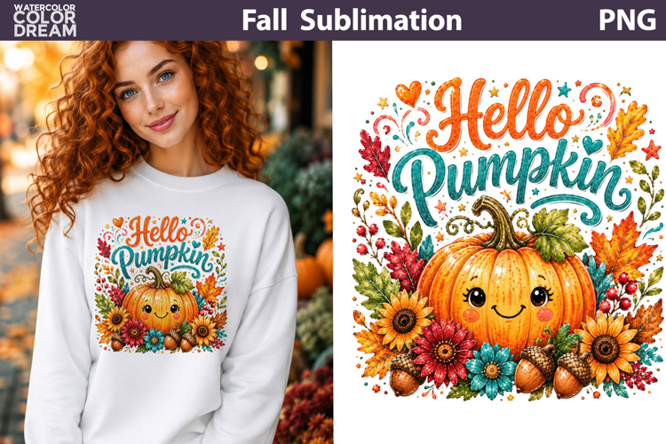 Hello Pumpkin | Cute Fall Sublimation PNG