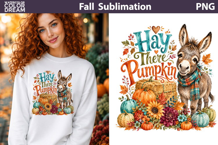 Hay There Pumpkin Donkey | Fall Sublimation PNG
