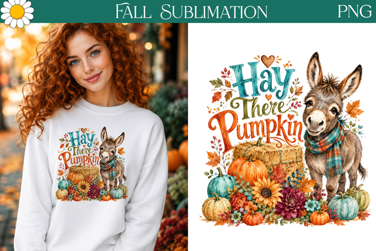 Hay There Pumpkin | Fall Donkey Sublimation PNG