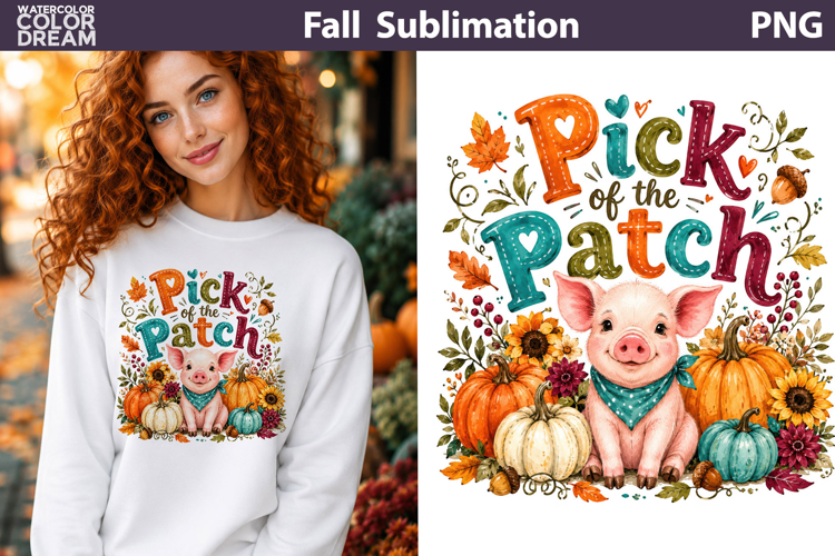 Pick of the Patch Pig | Fall Sublimation PNG