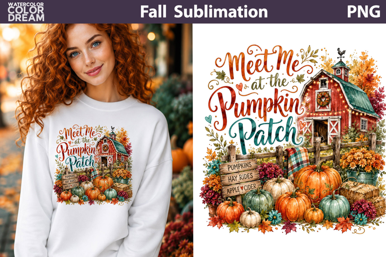Meet Me at the Pumpkin Patch | Fall Sublimation PNG