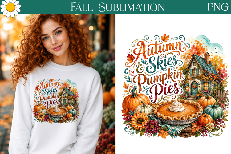 Autumn Skies Pumpkin Pies | Fall Sublimation Design