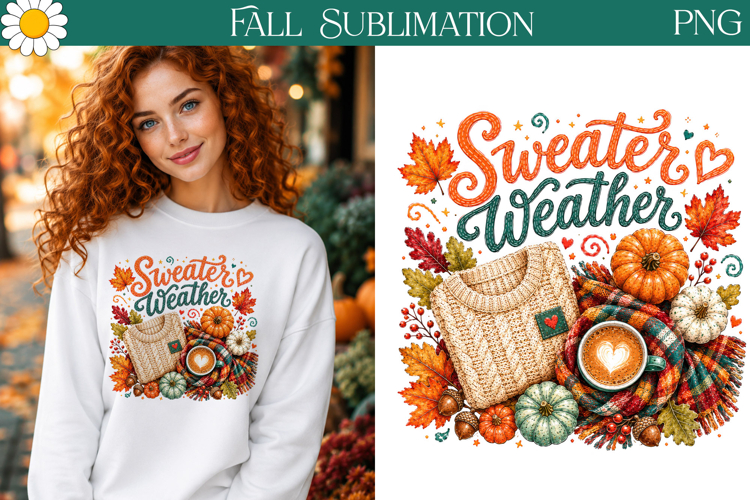 Sweater Weather Cozy Fall | Autumn Sublimation Design