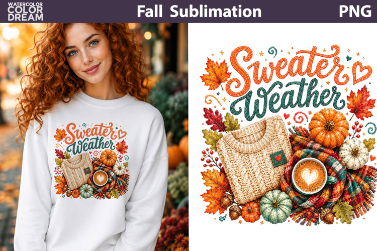 Sweater Weather Fall | Cozy Autumn Sublimation PNG