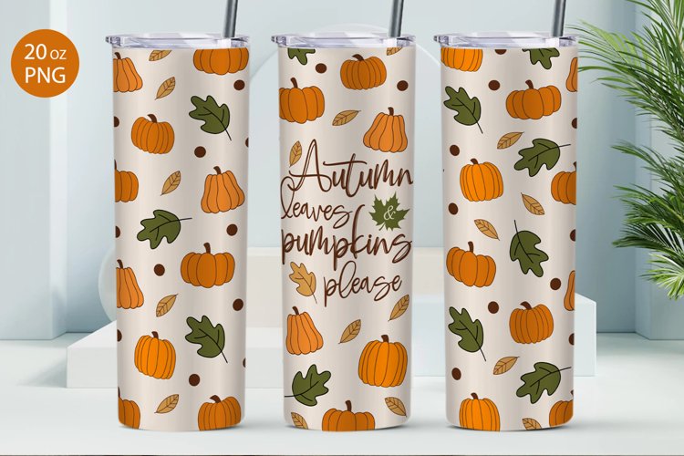 Fall sublimation tumbler wrap 20 oz skinny, Pumpkin tumbler
