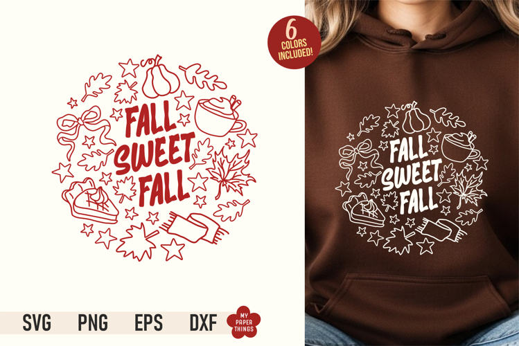 Fall Sweet Fall SVG PNG | Retro Autumn Sublimation Design