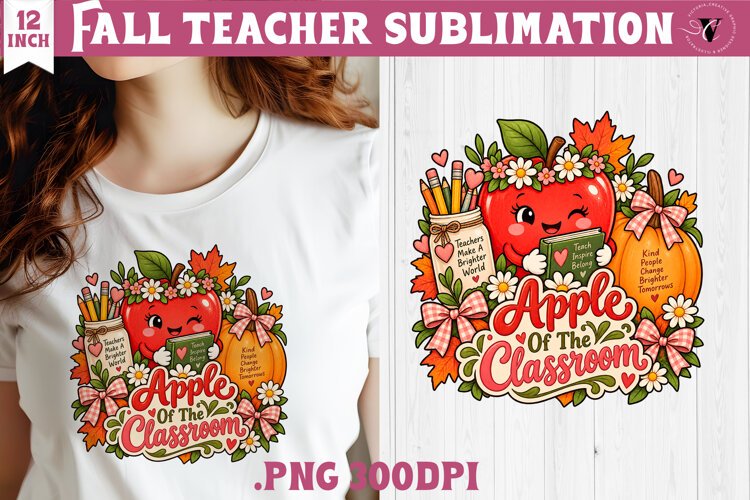 Fall Teacher sublimation | Autumn Teacher Classroom design example image 1