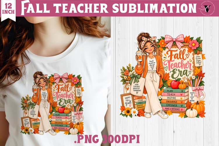 Fall Teacher sublimation | Autumn Teacher Classroom design example image 1