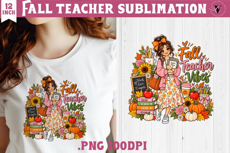Fall Teacher sublimation | Autumn Teacher Classroom design example image 1
