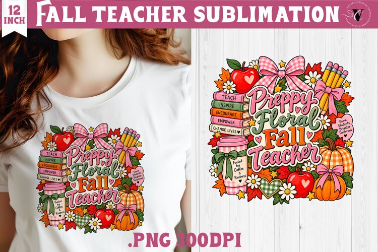 Fall Teacher sublimation | Autumn Teacher Classroom design example image 1