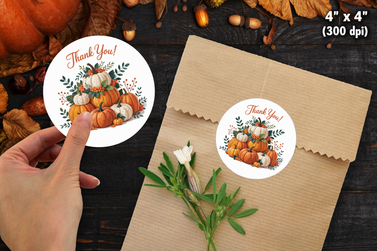 Fall Autumn Thank You Sticker SVG PNG
