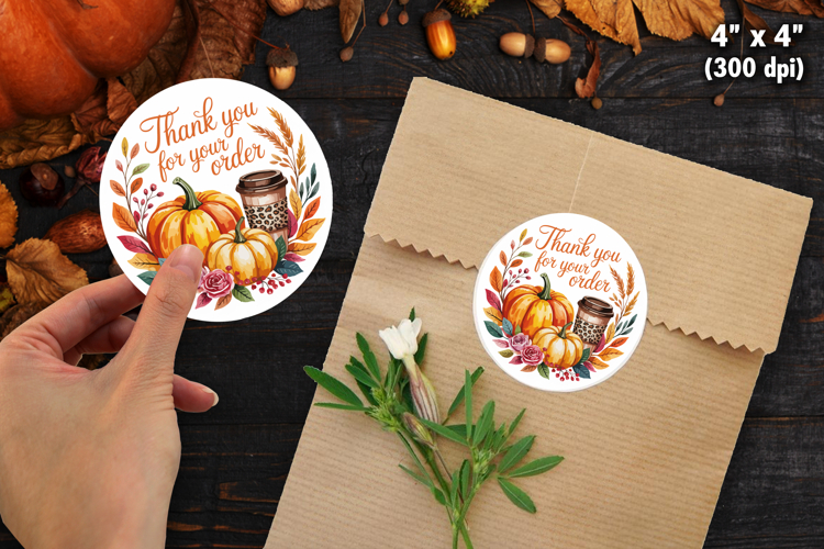 Fall Autumn Thank You Sticker SVG PNG