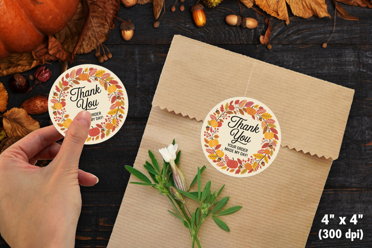 Fall Autumn Thank You Sticker SVG PNG