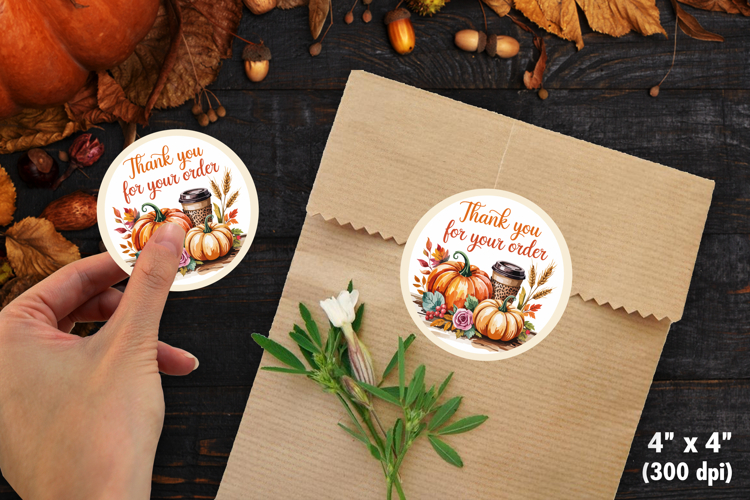 Fall Autumn Thank You Sticker SVG PNG