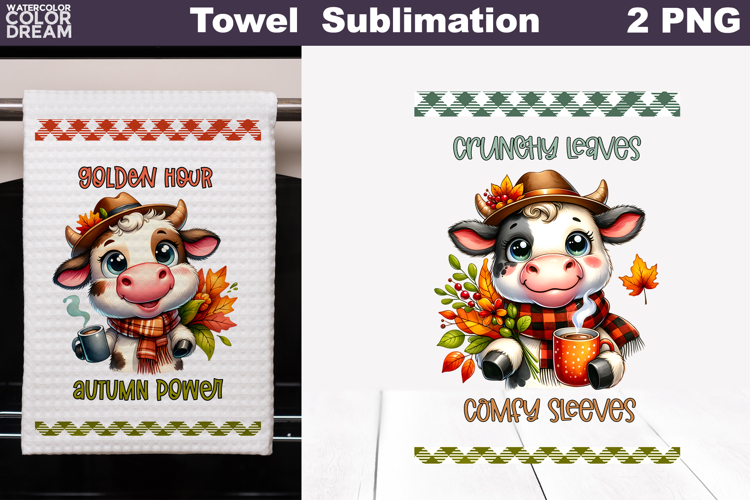 Fall Cow Coffee Towel | Autumn Quotes Kitchen Towel