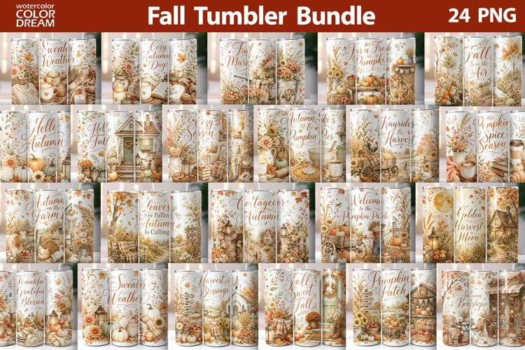 Fall Tumbler Bundle | Autumn Cottagecore Wrap Sublimation