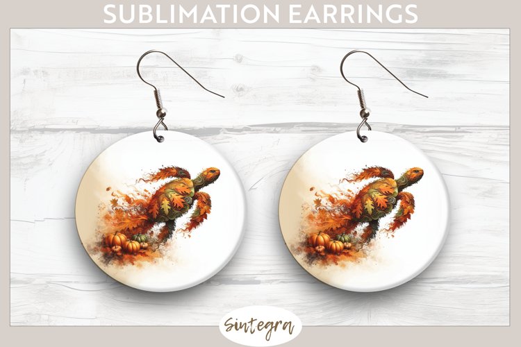 Fall Turtle Animal v1 Round Earrings Sublimation