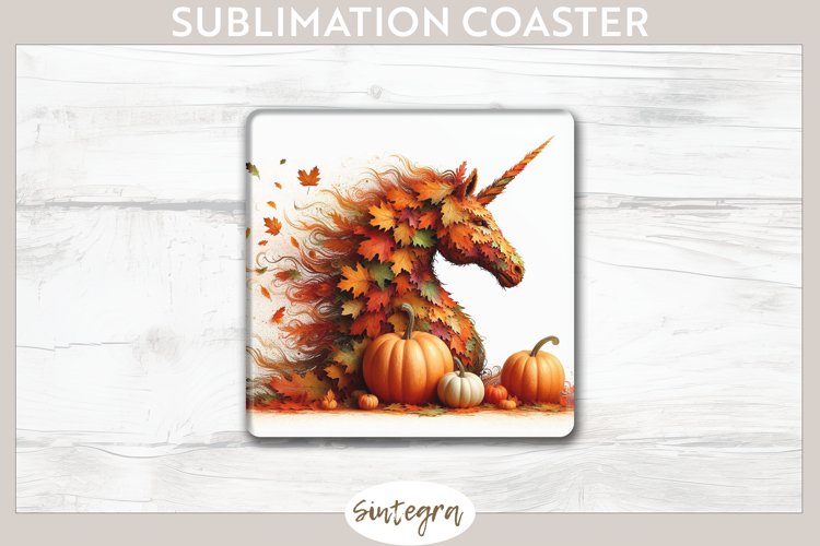Fall Unicorn Animal v2 Square Coaster Sublimation