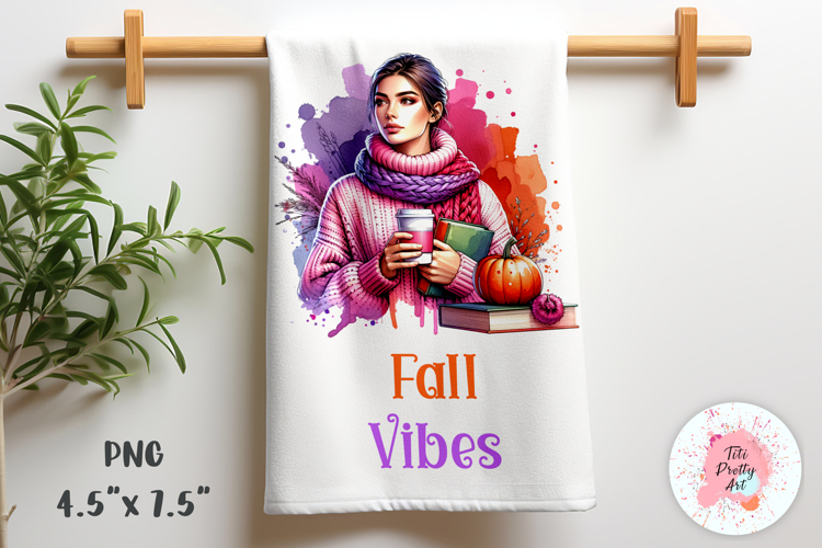 Fall Vibes Kitchen Towel Sublimation Design PNG