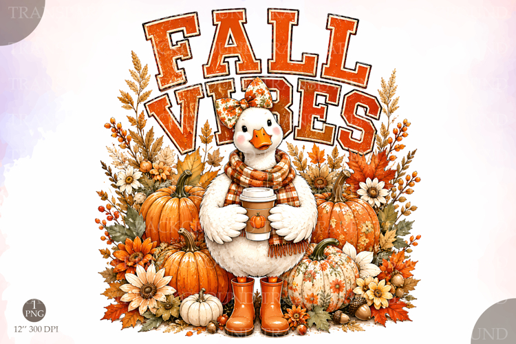 Fall Vibes PNG,Fall Goose Pumpkin Sublimation PNG