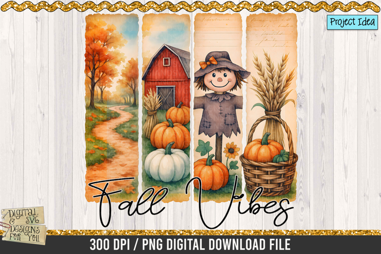 Fall Vibes PNG, Brush stroke png, Farmhouse png, Scarecrow